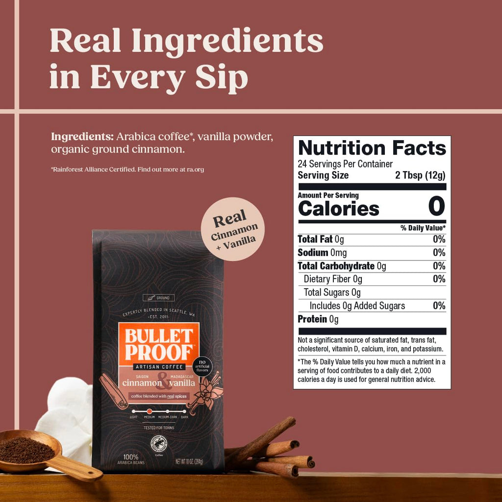 Indulge in the Richness of Cinnamon & Vanilla Ground Coffee - 10 Ounces of Medium Roast Delight with Clean Coffee Assurance