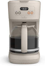 Wake Up to Fresh Brew: 12-Cup Programmable Coffee Maker with Reusable Filter and LCD Display in Oatmilk