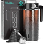 Experience the Ultimate Cold Brew Coffee Maker - 47 Oz Iced Tea & Cold Brew Pitcher with Glass Carafe, Filter, Funnel & Measuring Scoop in Sleek Black Design