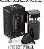 Experience the Ultimate Cold Brew Coffee Maker - 47 Oz Iced Tea & Cold Brew Pitcher with Glass Carafe, Filter, Funnel & Measuring Scoop in Sleek Black Design