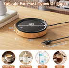 36W Mug Warmer, 3 Temperature Settings, Auto Shut off (2-12H), Design with Ambient Light, (Wood Grain)