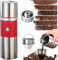 Travel-Friendly Electric Burr Coffee Grinder - Adjustable Mill with Carry Bag (Red)