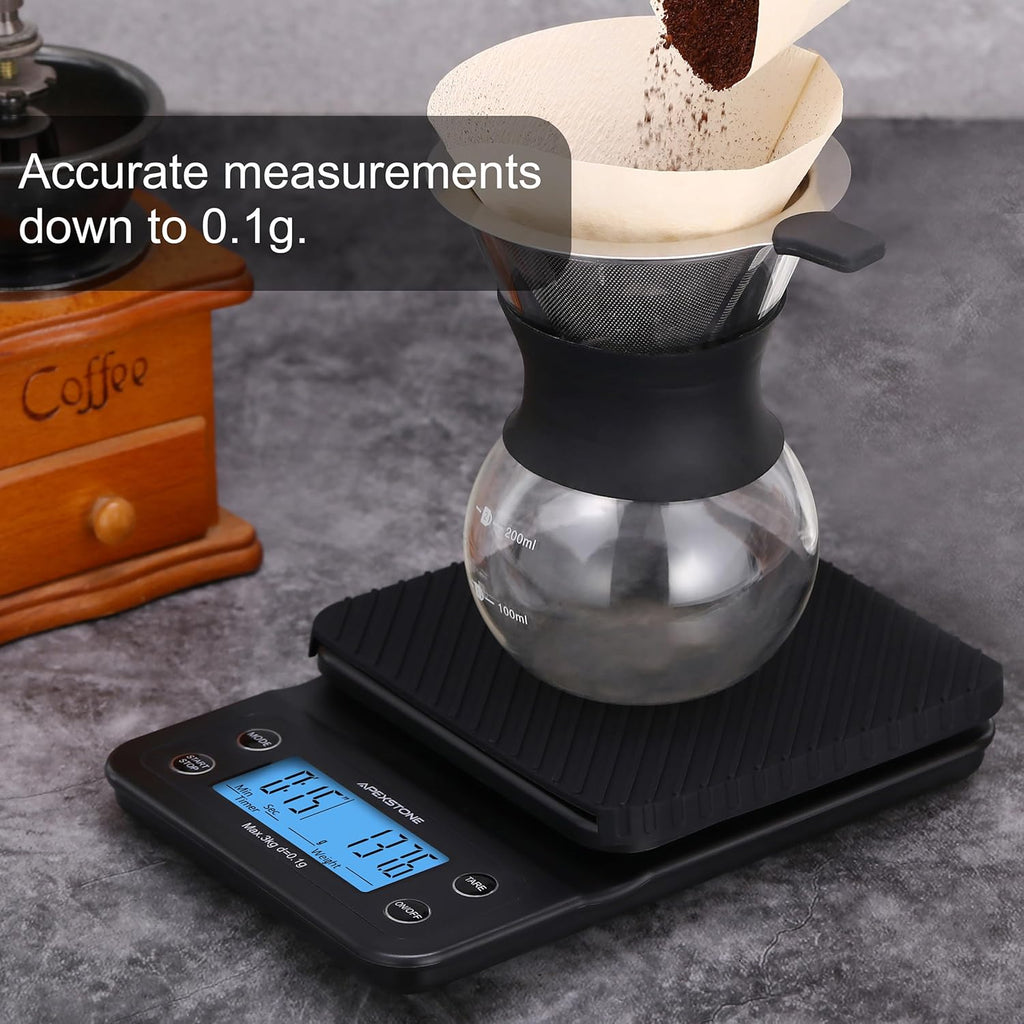 Precision Digital Espresso Coffee Scale with Timer - Your Essential Tool for Perfect Pour Over Brewing (Batteries Included)