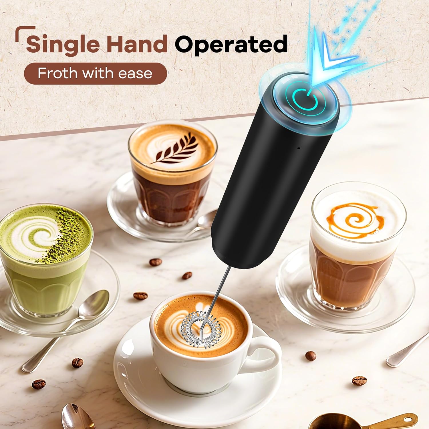 Ultimate Rechargeable Milk Frother - Handheld Electric Whisk for Perfect Coffee, Matcha, Lattes, and Hot Chocolate!