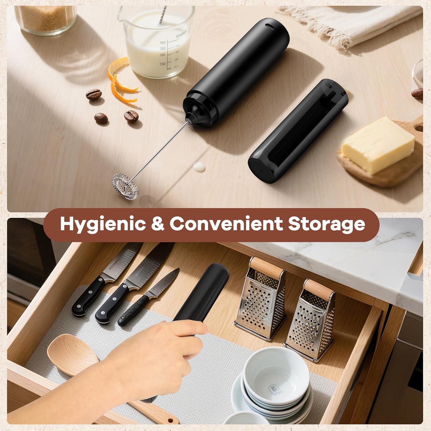 Ultimate Rechargeable Milk Frother - Handheld Electric Whisk for Perfect Coffee, Matcha, Lattes, and Hot Chocolate!