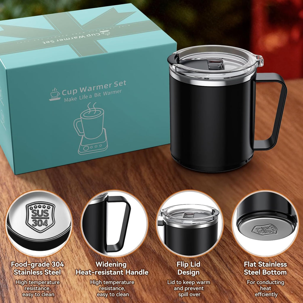  Electric Coffee Cup Warmer with 16Oz Heated Mug with Auto Shut off & 9 Temp Settings
