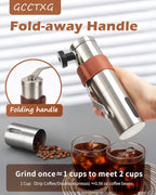 Premium Portable Manual Coffee Grinder with Ceramic Burr Mill - Adjustable Settings for Espresso & French Press - Perfect for Home & Camping - 2 Cups Capacity (1.2Oz)