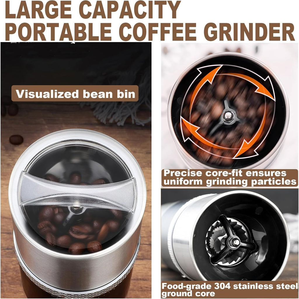 Travel-Friendly Electric Burr Coffee Grinder - Adjustable Mill with Carry Bag (Red)