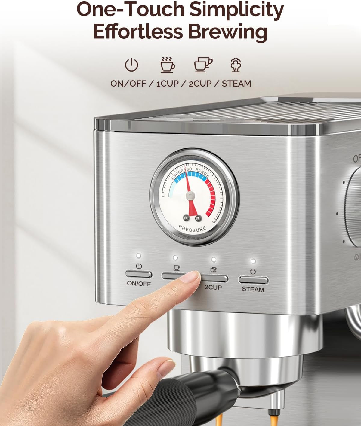 Elevate Your Coffee Experience with the 20 Bar ULKA Pump Espresso Machine - Compact Stainless Steel Maker with Built-In Milk Frother and 43Oz Water Tank