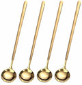 Elevate Your Beverage Experience with 4 PCS Gold Stainless Steel Long Handle Coffee & Tea Spoons - Perfect for Stirring Ice Tea, Espresso, and More!