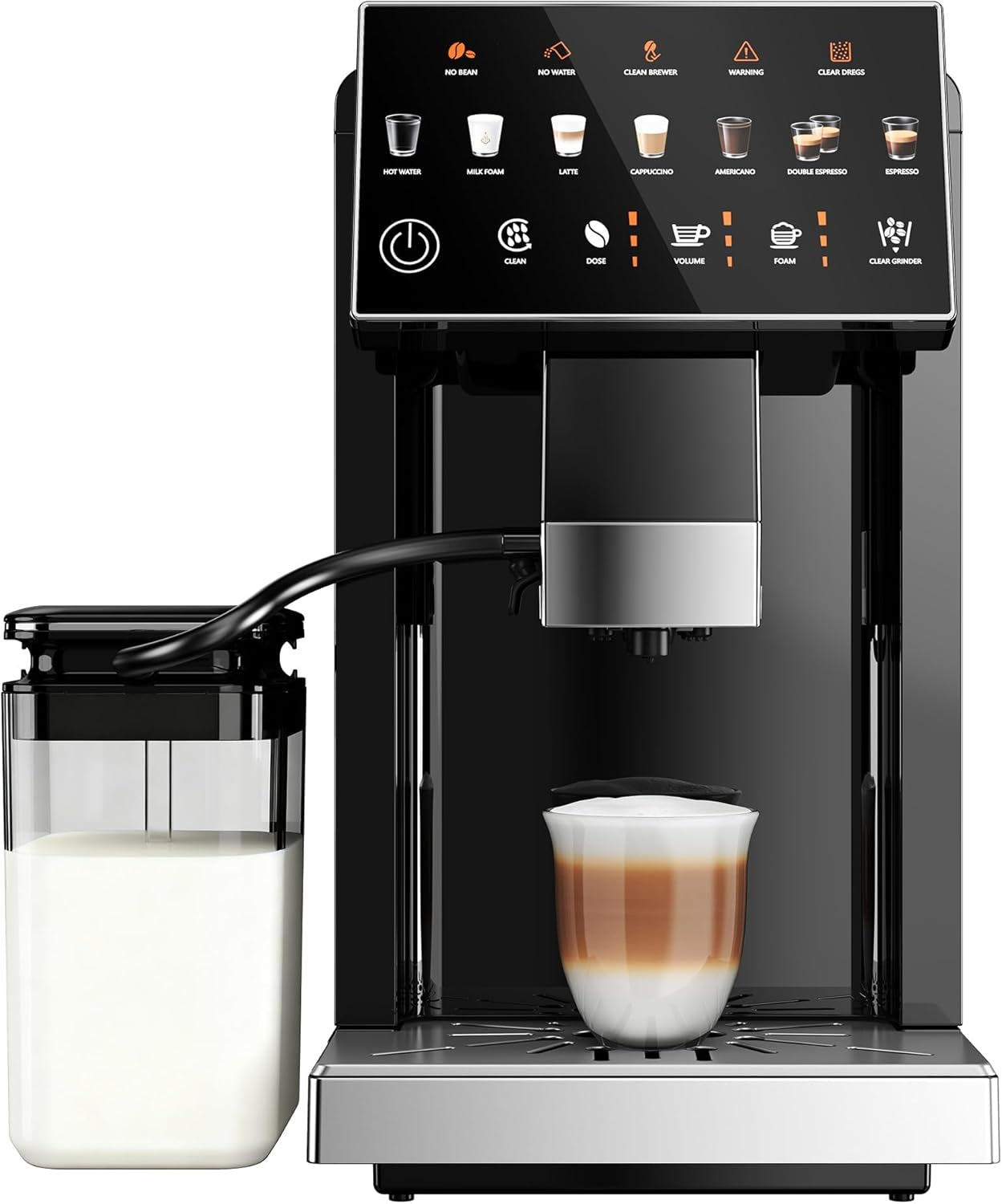 Experience Barista-Quality Coffee at Home with the Fully Automatic 20 Bar Espresso Machine - Customizable Touch Control, Built-In Grinder, and Effortless Milk Frothing