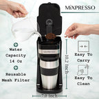 Compact Black Personal Single Serve Coffee Maker with 14Oz Travel Mug – Perfect for On-the-Go Brewing and Easy Cleanup!