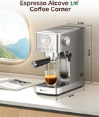 Elevate Your Coffee Experience with the 20 Bar ULKA Pump Espresso Machine - Compact Stainless Steel Maker with Built-In Milk Frother and 43Oz Water Tank