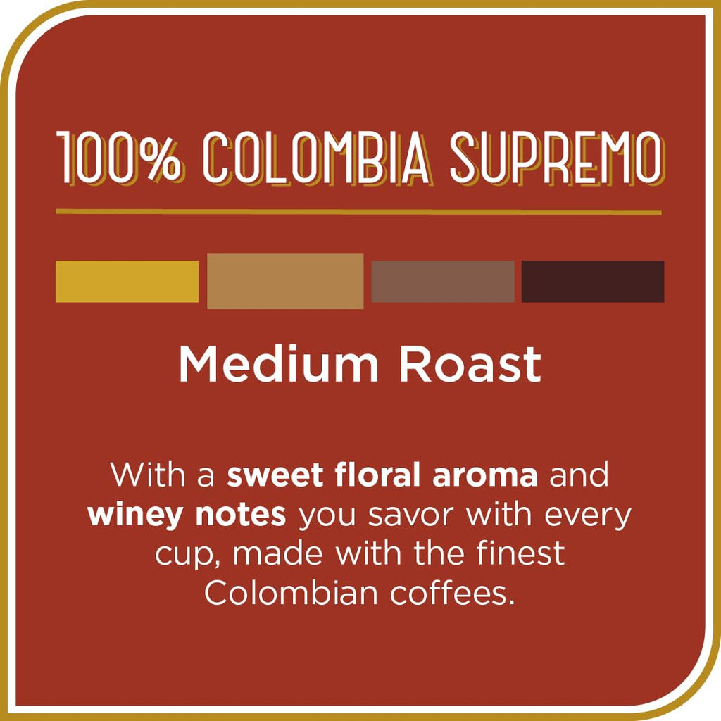 Indulge in the Richness of 100% Colombia Supremo Whole Bean Coffee – Medium Roast, 20 Oz of Premium 100% Arabica Bliss for Your Perfect Brew