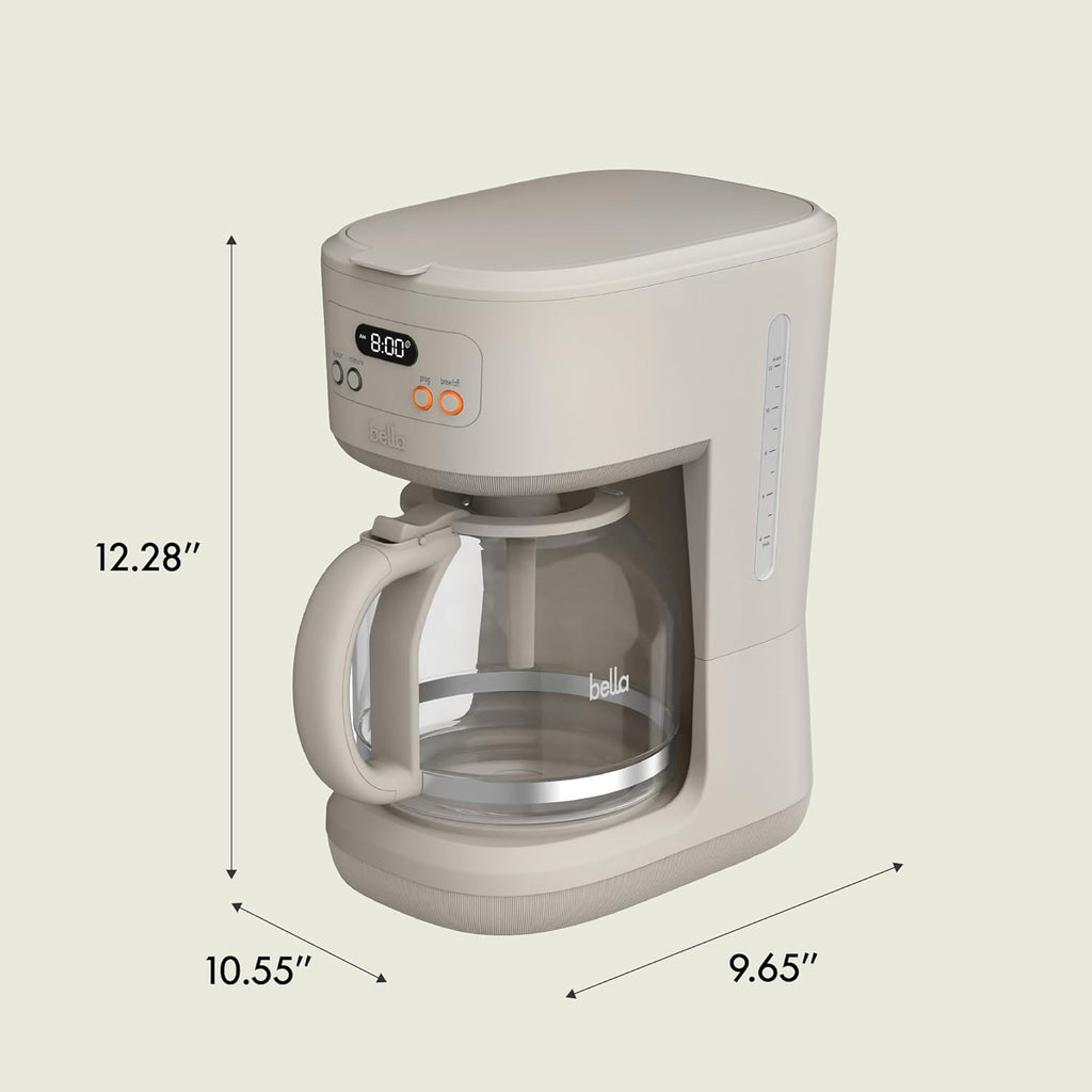 Wake Up to Fresh Brew: 12-Cup Programmable Coffee Maker with Reusable Filter and LCD Display in Oatmilk