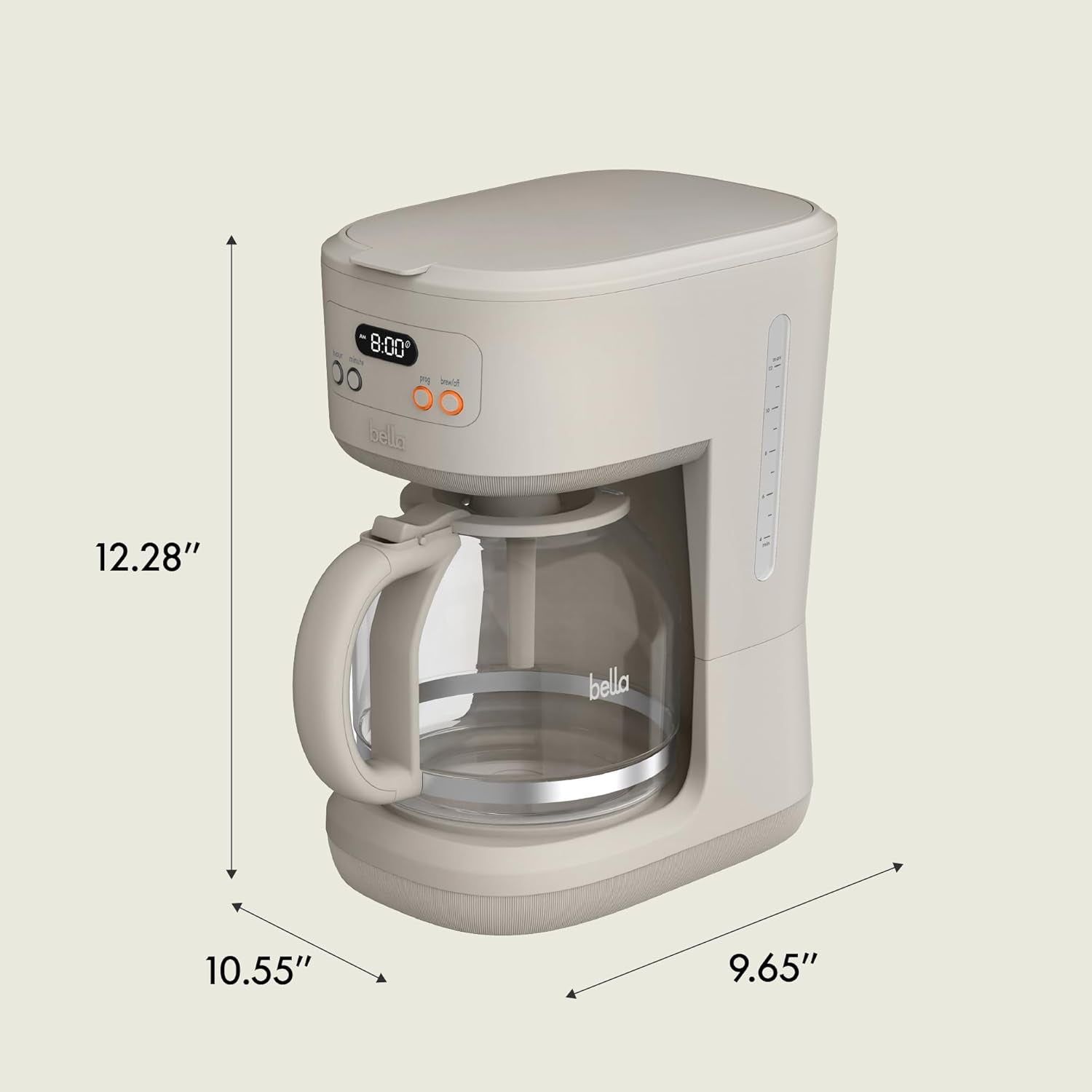 Wake Up to Fresh Brew: 12-Cup Programmable Coffee Maker with Reusable Filter and LCD Display in Oatmilk
