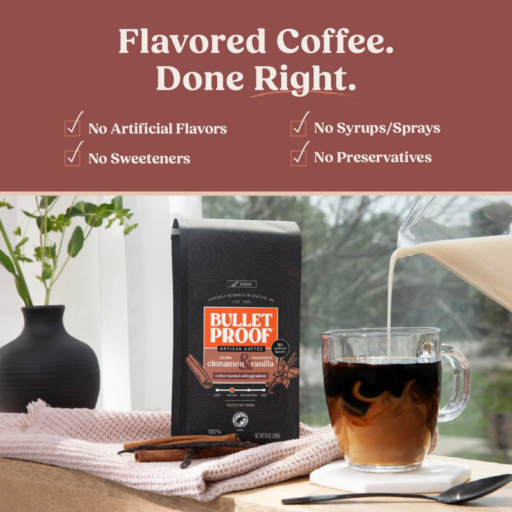 Indulge in the Richness of Cinnamon & Vanilla Ground Coffee - 10 Ounces of Medium Roast Delight with Clean Coffee Assurance