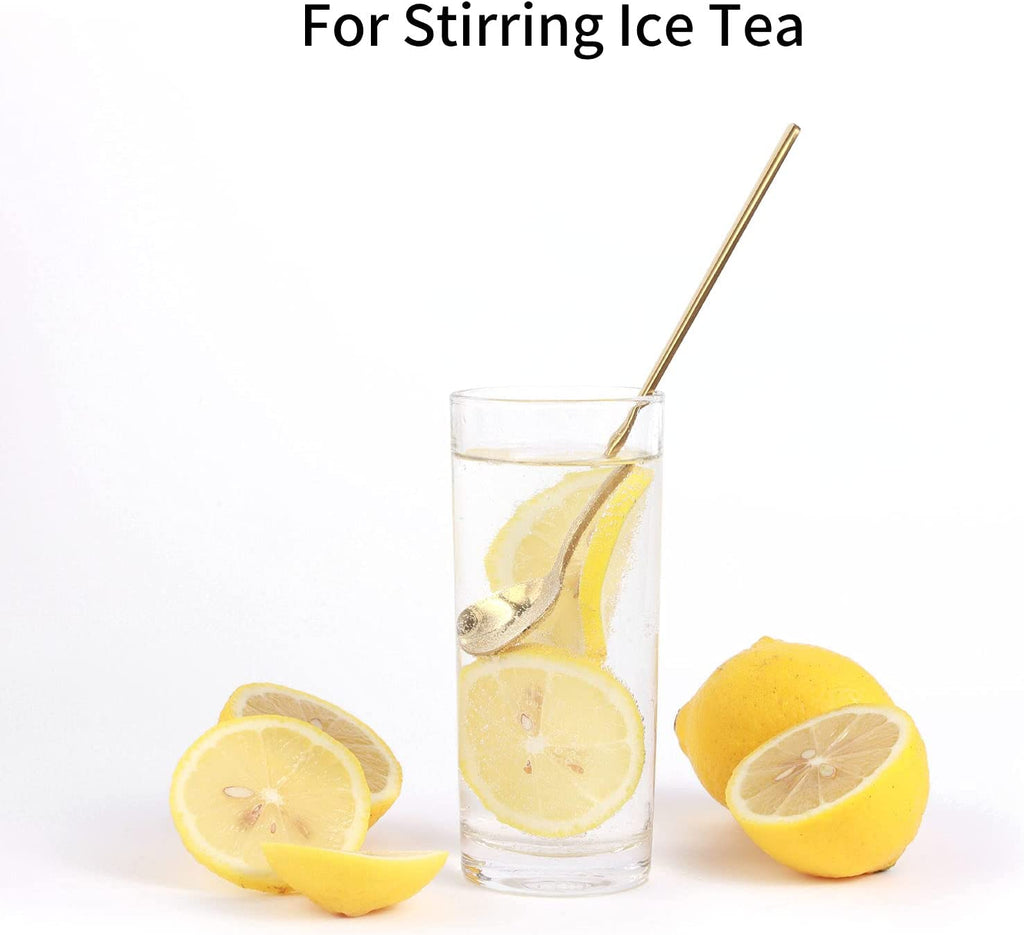 Elevate Your Beverage Experience with 4 PCS Gold Stainless Steel Long Handle Coffee & Tea Spoons - Perfect for Stirring Ice Tea, Espresso, and More!