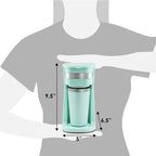 Brew Your Perfect Cup Anywhere with the EHC113M Personal Single-Serve Compact Coffee Maker - Includes 14Oz Stainless Steel Travel Mug and Reusable Filter in Stylish Mint