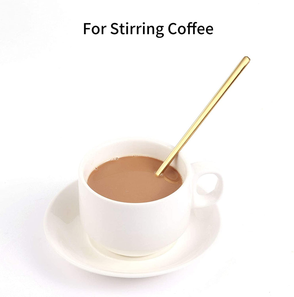 Elevate Your Beverage Experience with 4 PCS Gold Stainless Steel Long Handle Coffee & Tea Spoons - Perfect for Stirring Ice Tea, Espresso, and More!