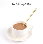 Elevate Your Beverage Experience with 4 PCS Gold Stainless Steel Long Handle Coffee & Tea Spoons - Perfect for Stirring Ice Tea, Espresso, and More!