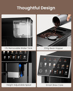Experience Barista-Quality Coffee at Home with the Fully Automatic 20 Bar Espresso Machine - Customizable Touch Control, Built-In Grinder, and Effortless Milk Frothing