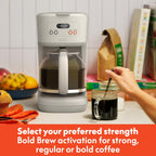 Wake Up to Fresh Brew: 12-Cup Programmable Coffee Maker with Reusable Filter and LCD Display in Oatmilk