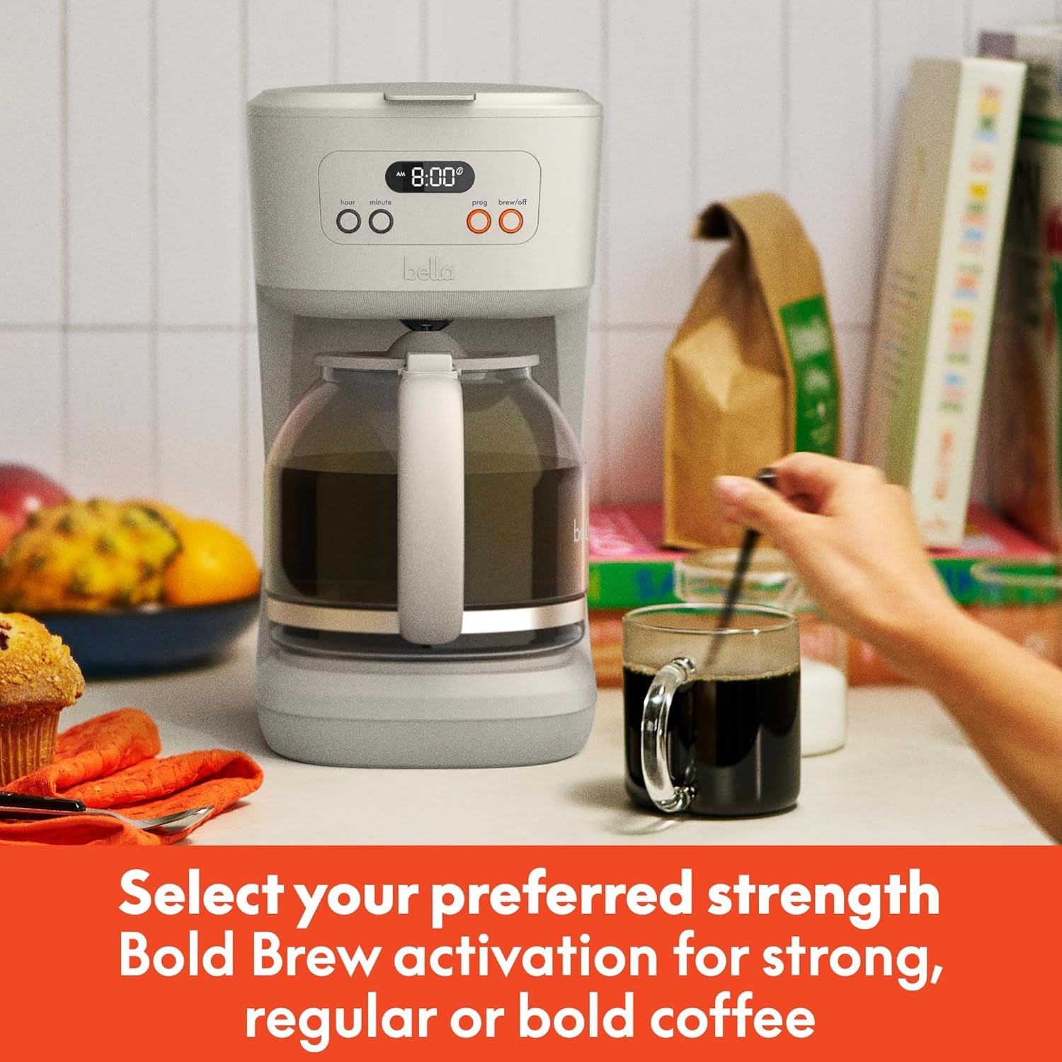 Wake Up to Fresh Brew: 12-Cup Programmable Coffee Maker with Reusable Filter and LCD Display in Oatmilk