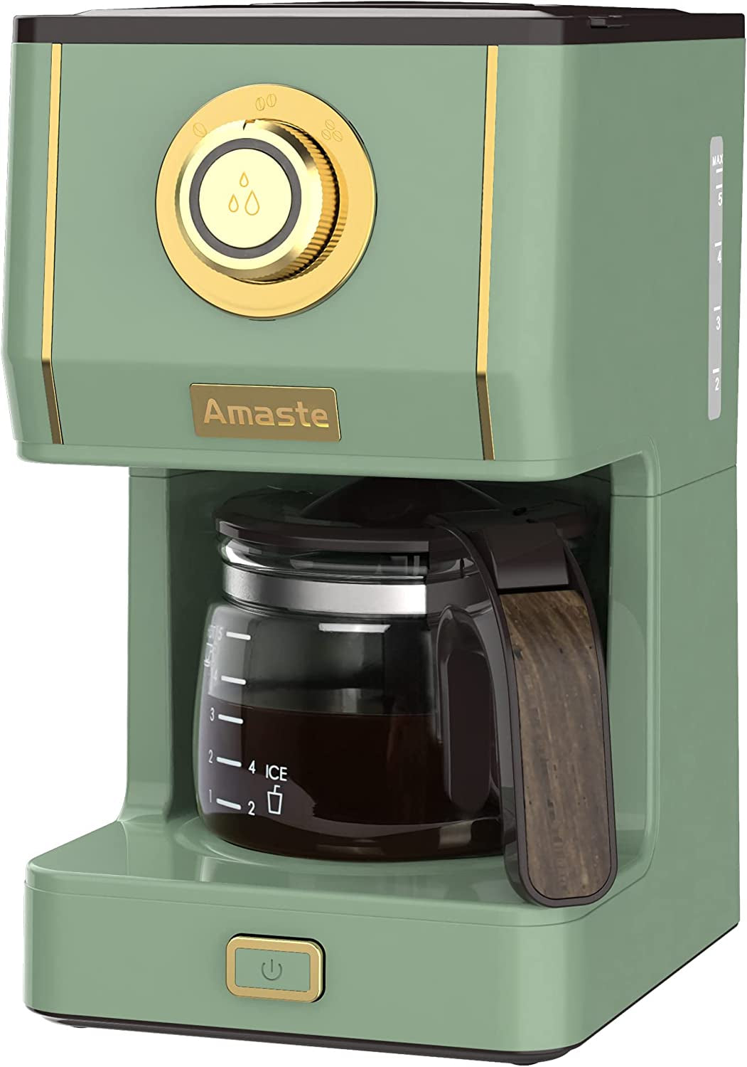 Brew Your Perfect Cup with the Retro Matcha Green Drip Coffee Maker - 25 Oz Glass Pot, Reusable Filter, and Three Brewing Modes
