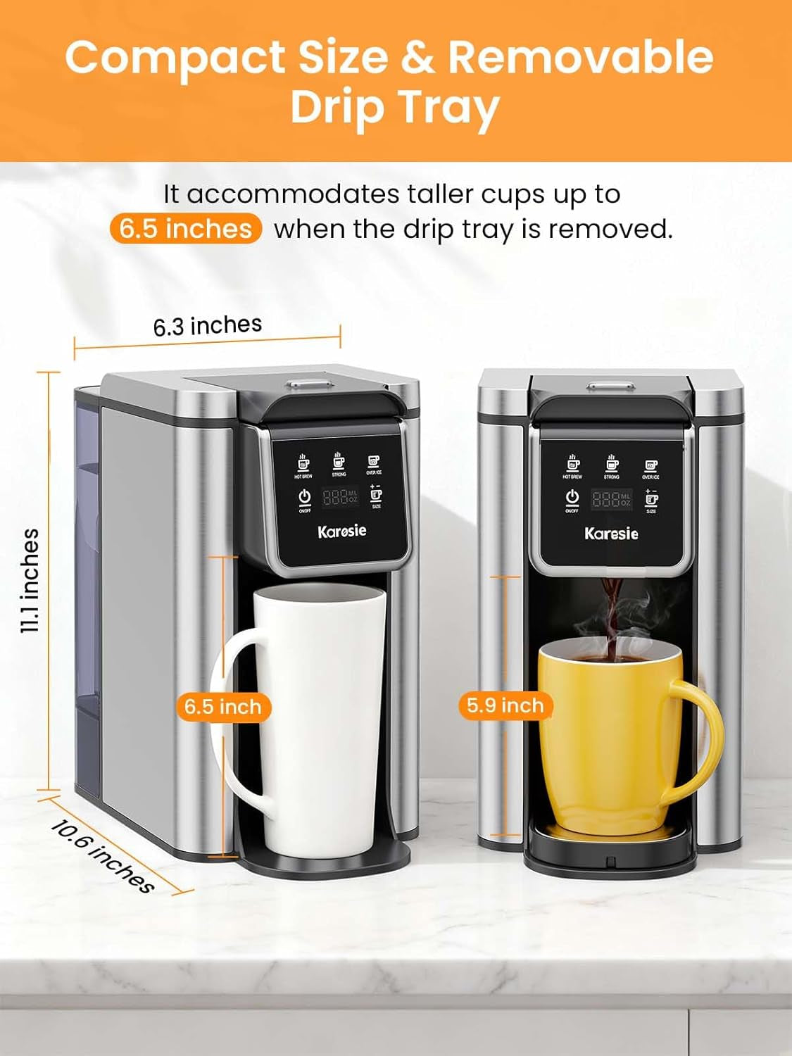 Versatile K Cup Coffee Maker with Strong Brew Setting - 50Oz Removable Tank for Hot & Iced Coffee, Perfect for Home and Office Use