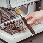 Premium Coffee Grinder Cleaning Brush - Natural Bristle Espresso Machine Brush with Comfortable Wooden Handle for Home Baristas